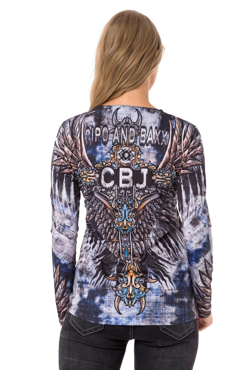 WL340 Women's long-sleeved shirt with cool all-over print