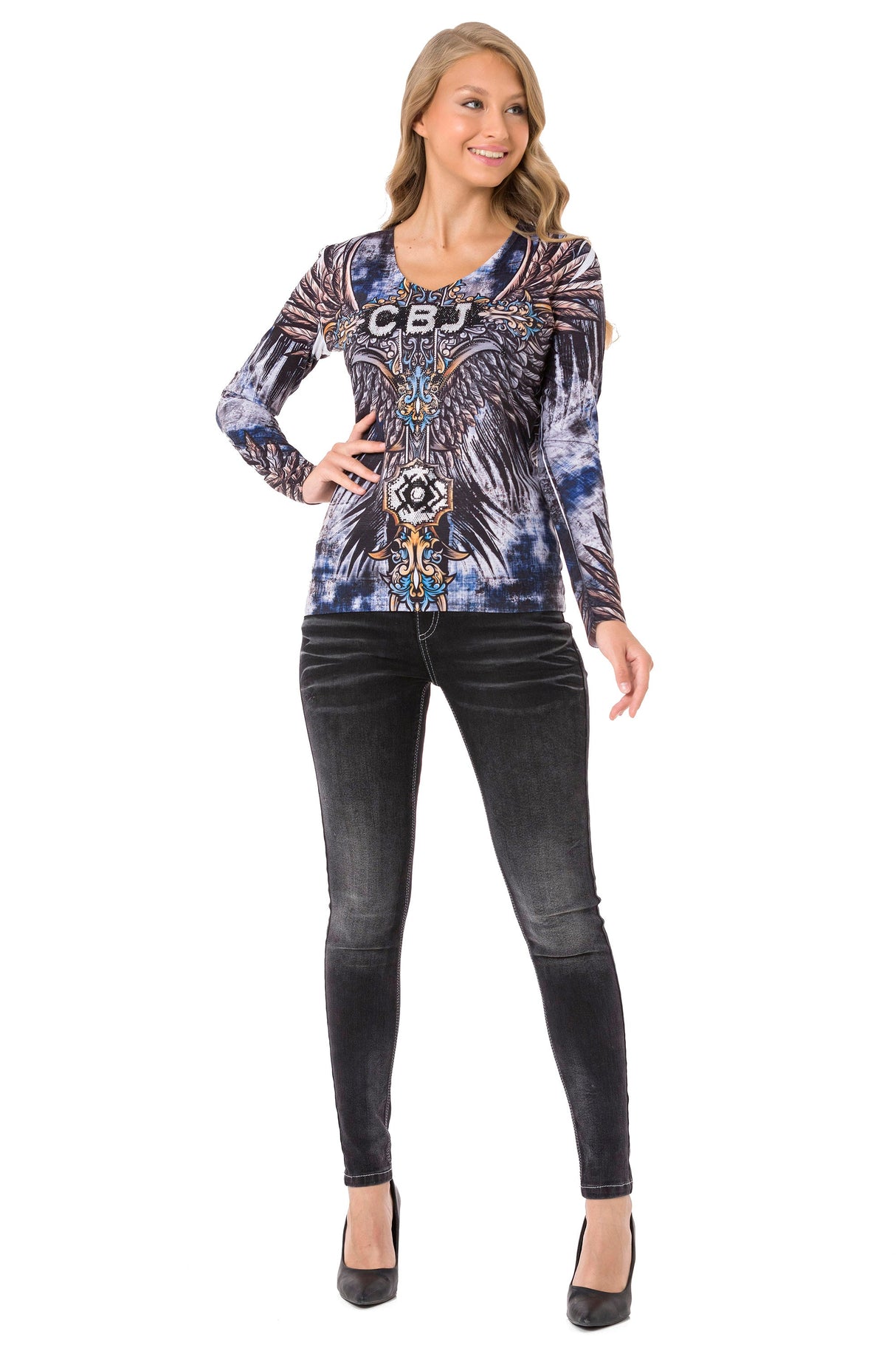 WL340 Women's long-sleeved shirt with cool all-over print