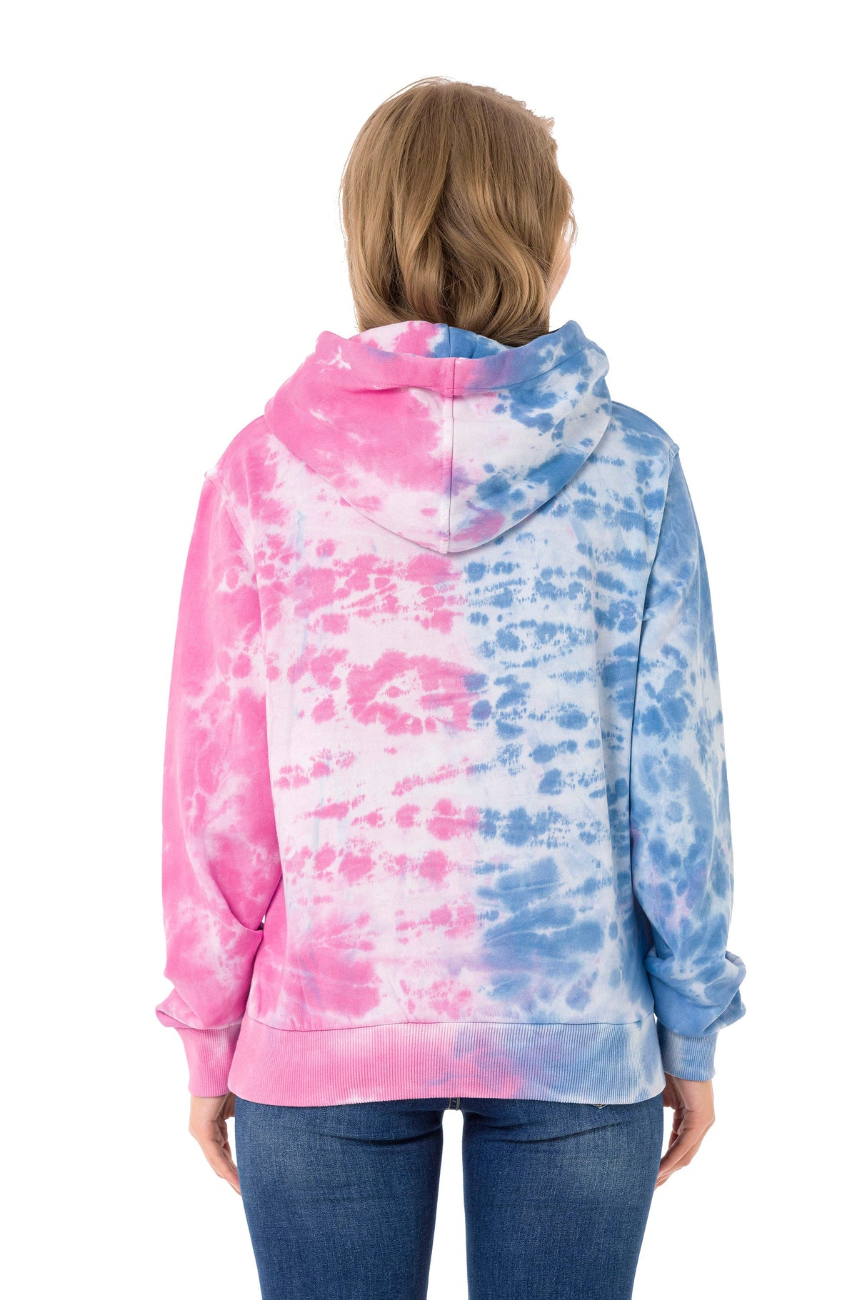 WL341 Women's hooded sweatshirt in two-tone batik look