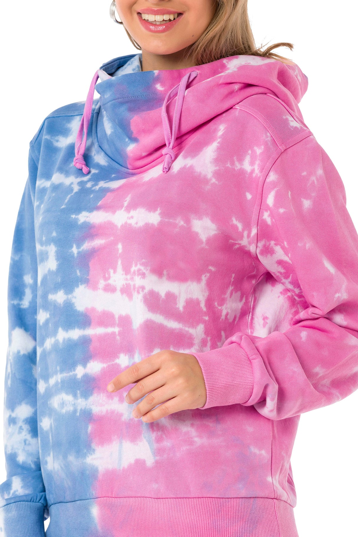 WL341 Women's hooded sweatshirt in two-tone batik look