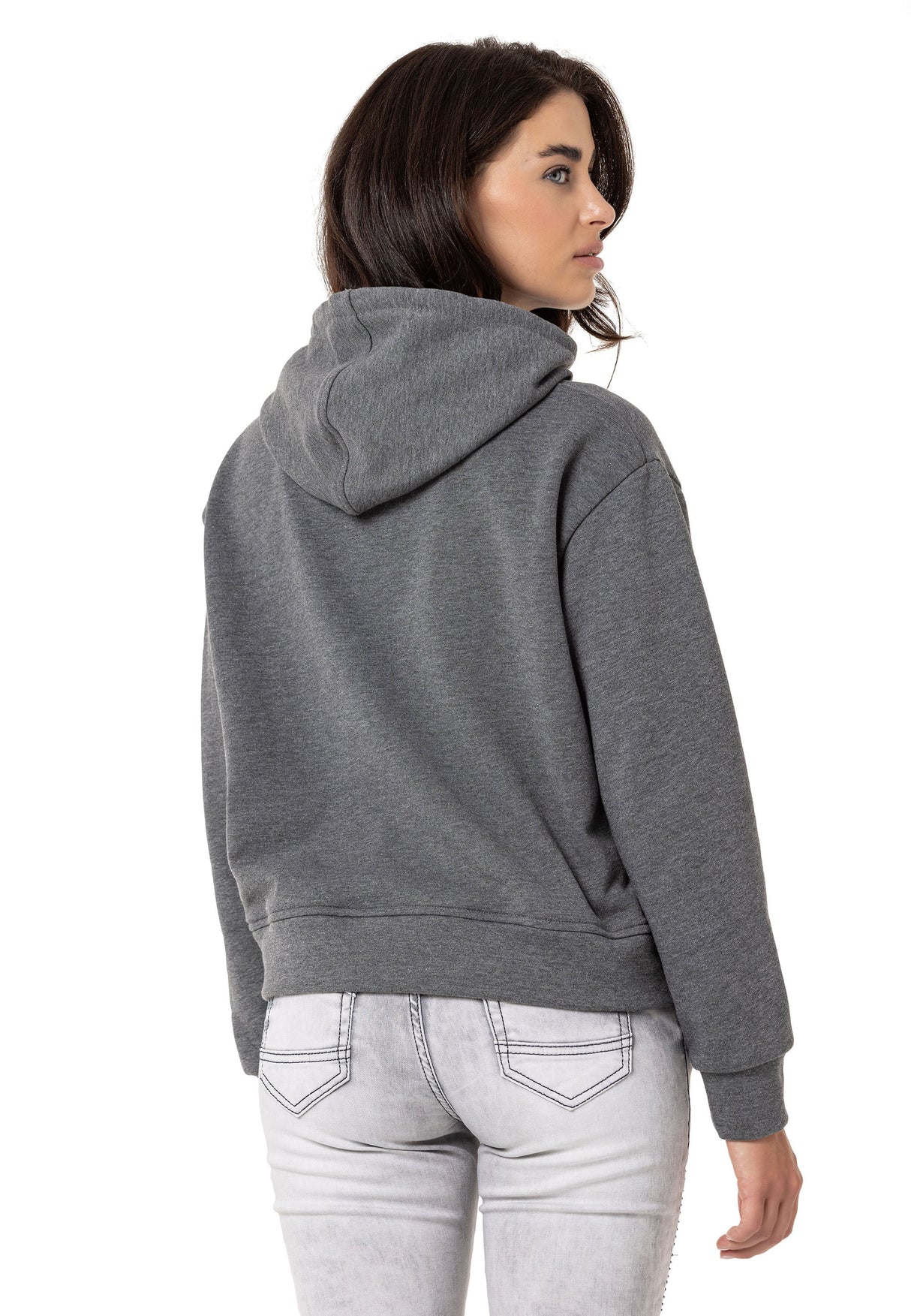 WL351 Women's hooded sweatshirt with trendy rhinestone brand embroidery
