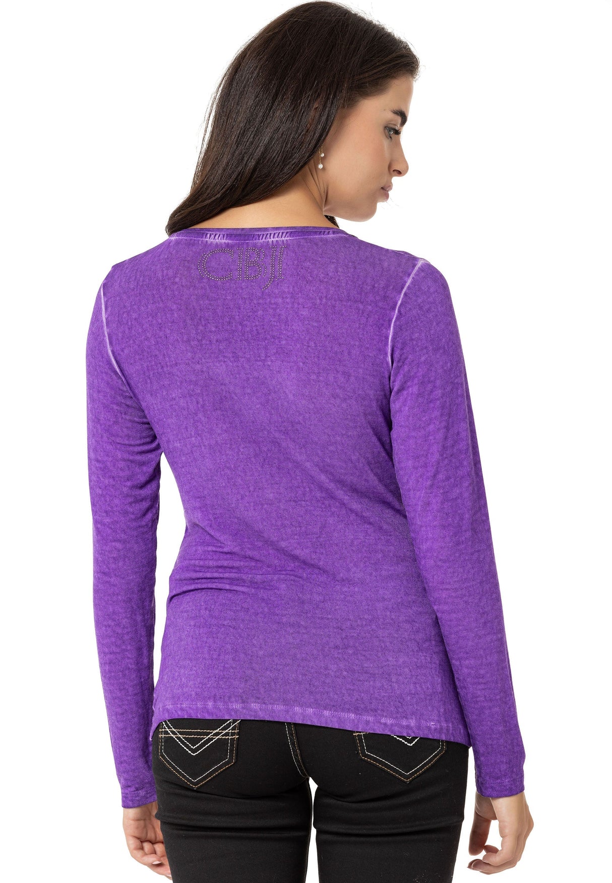 WL355 Women's Long Sleeve Basic Shirt with Wash Effect