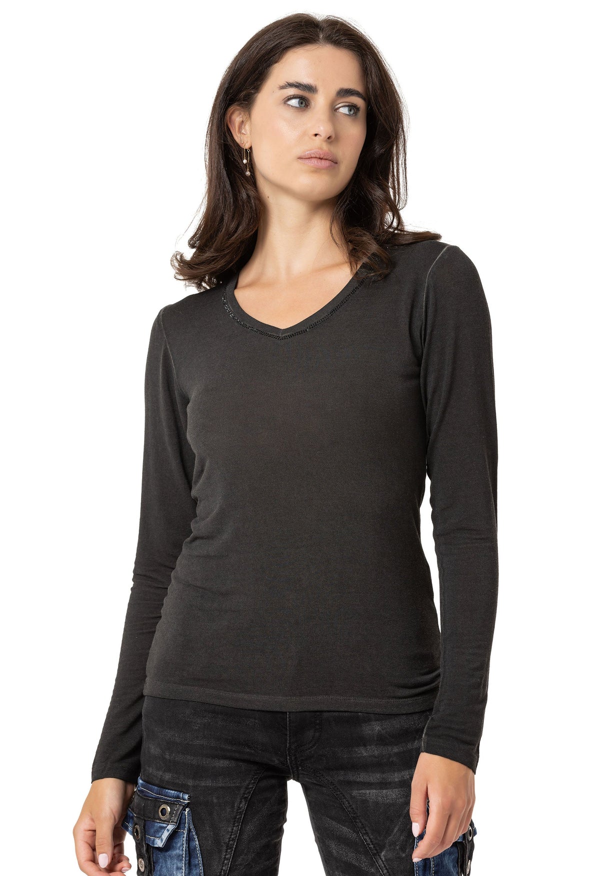 WL355 Women's Long Sleeve Basic Shirt with Wash Effect
