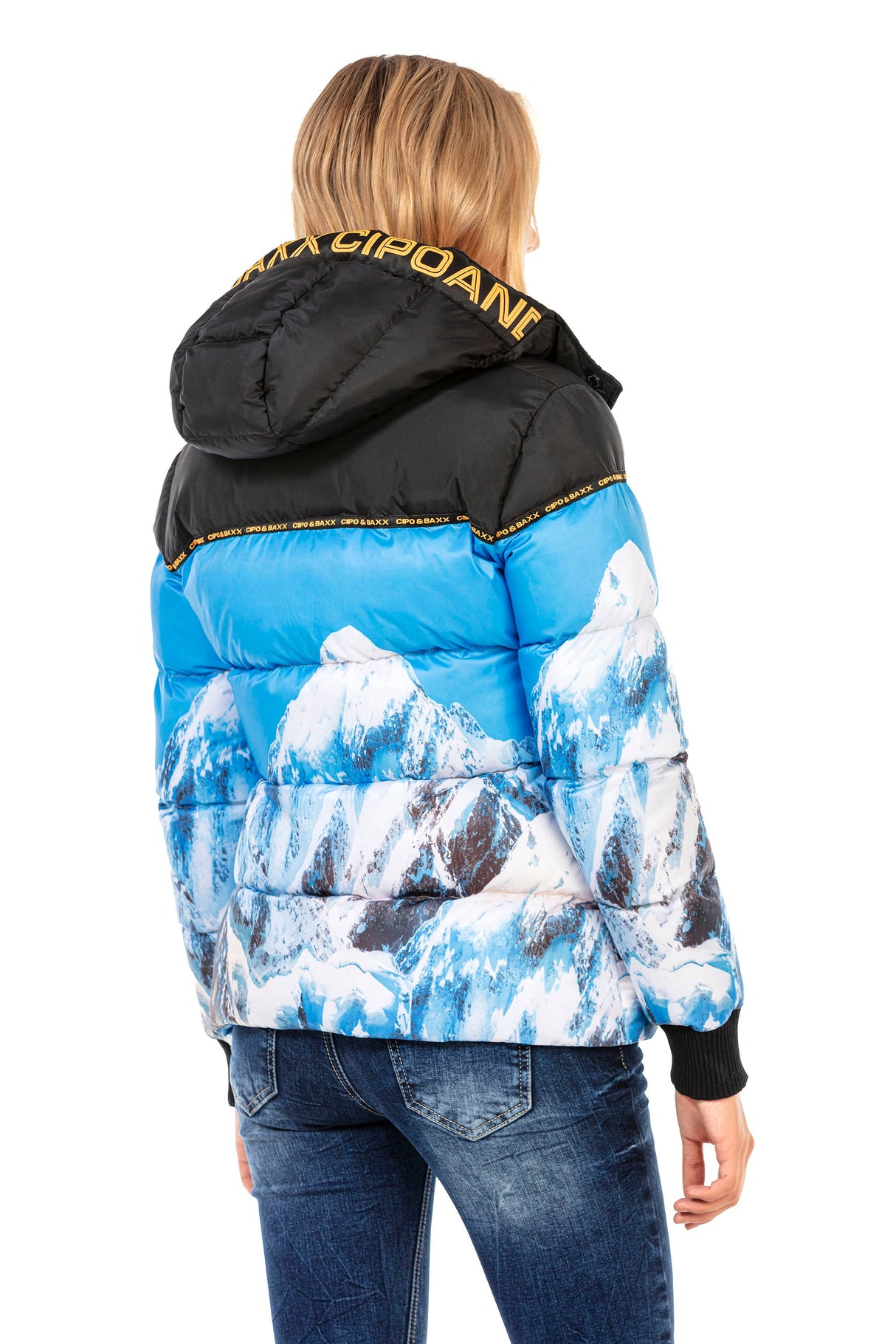 WM119 Women's winter jacket with eye-catching print