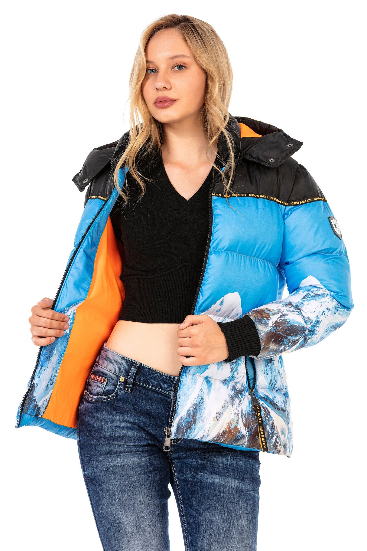 WM119 Women's winter jacket with eye-catching print