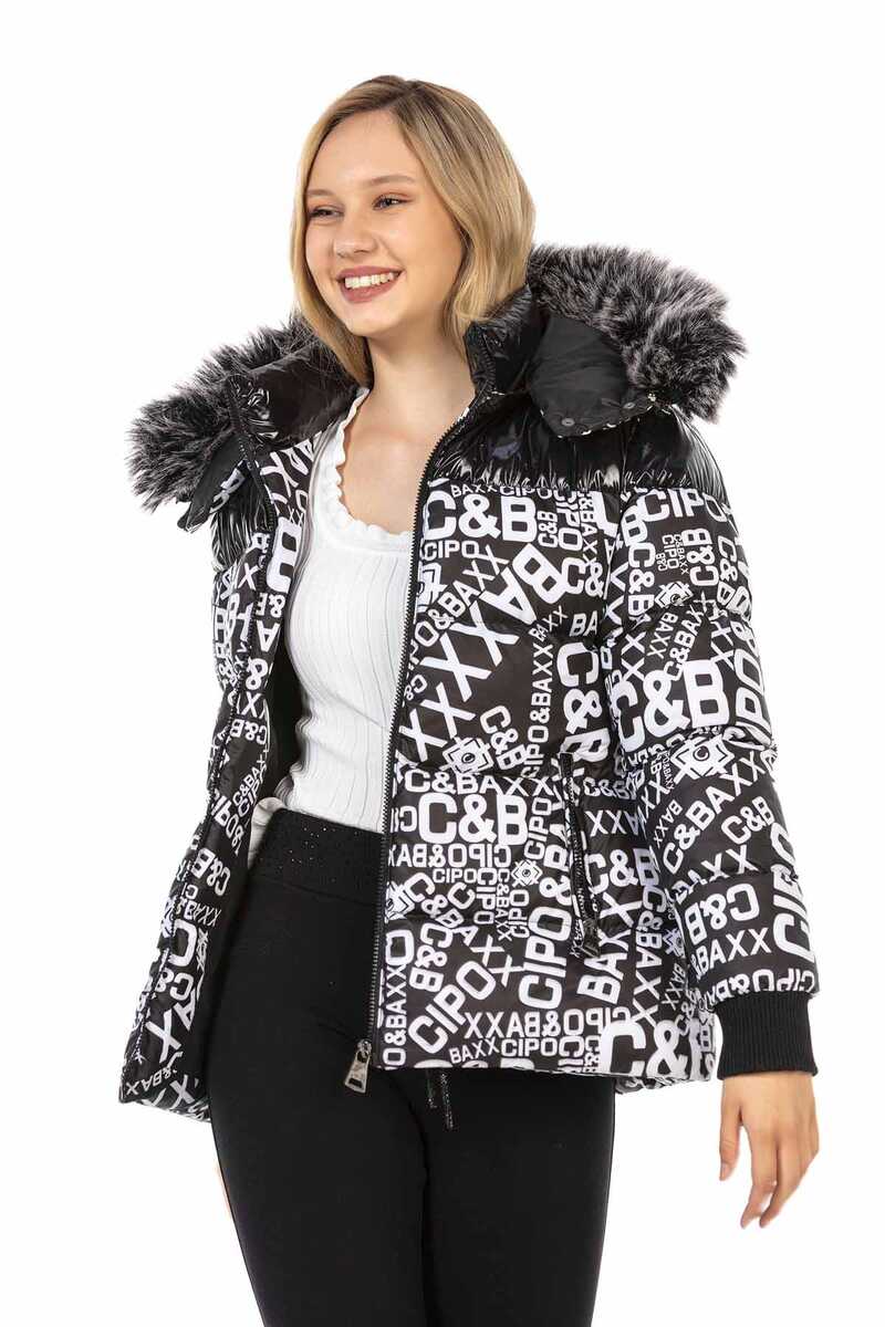 WM129 Women's winter jacket with fashionable all-over print