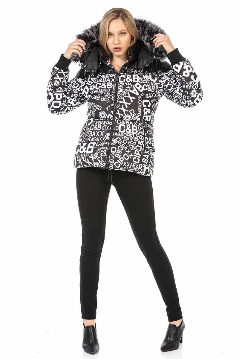 WM129 Women's winter jacket with fashionable all-over print