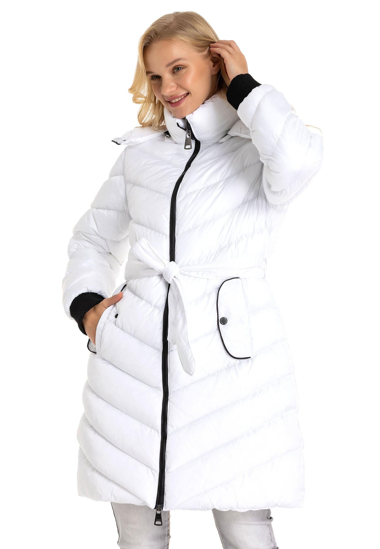 WM135 Women's Winter Jacket Quilted Coat with Detachable Hood