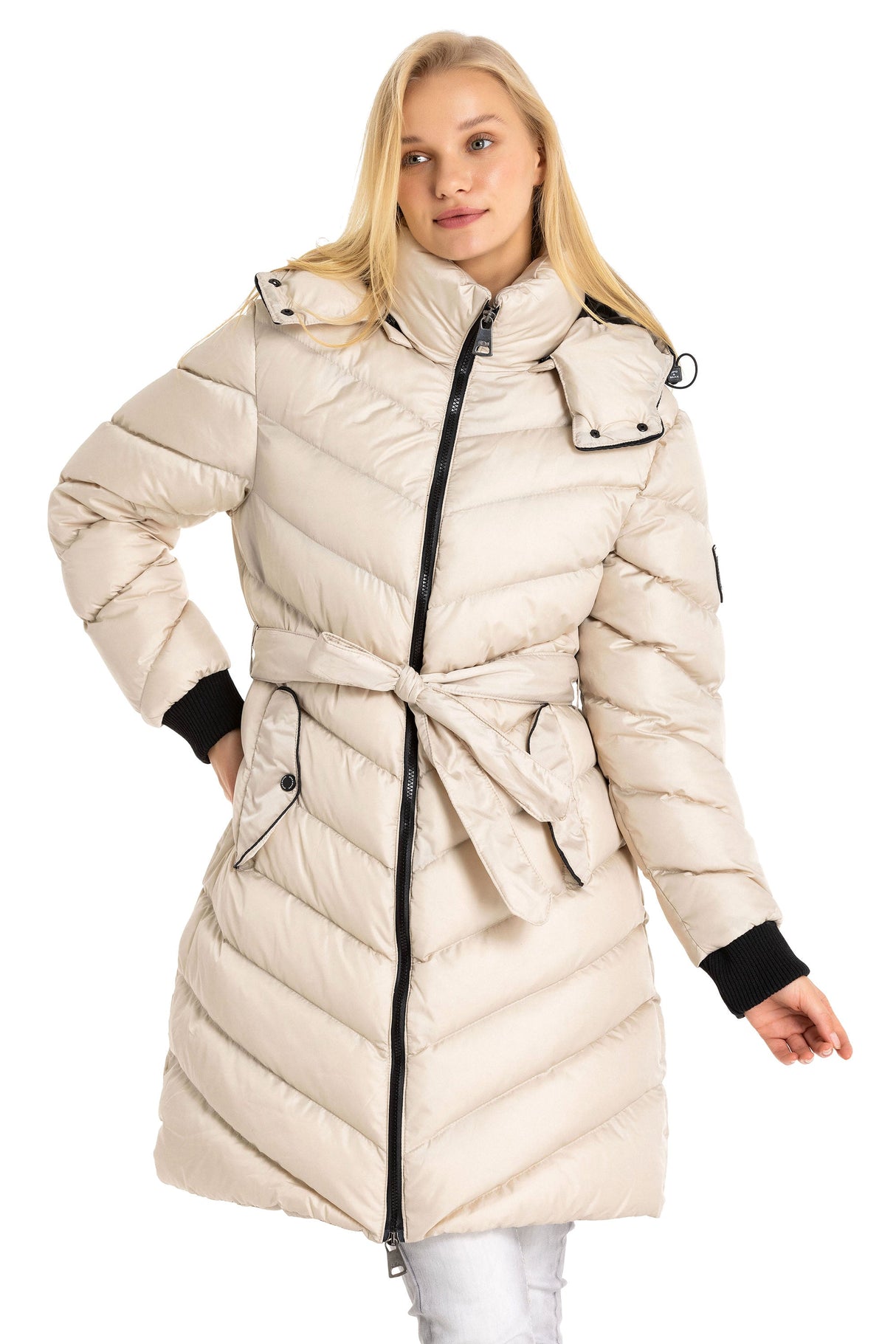 WM135 Women's Winter Jacket Quilted Coat with Detachable Hood