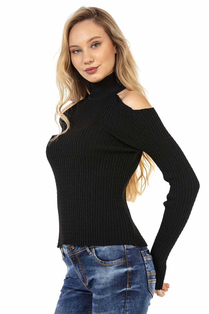 WP205 Women's knitted sweater with stylish cut-outs