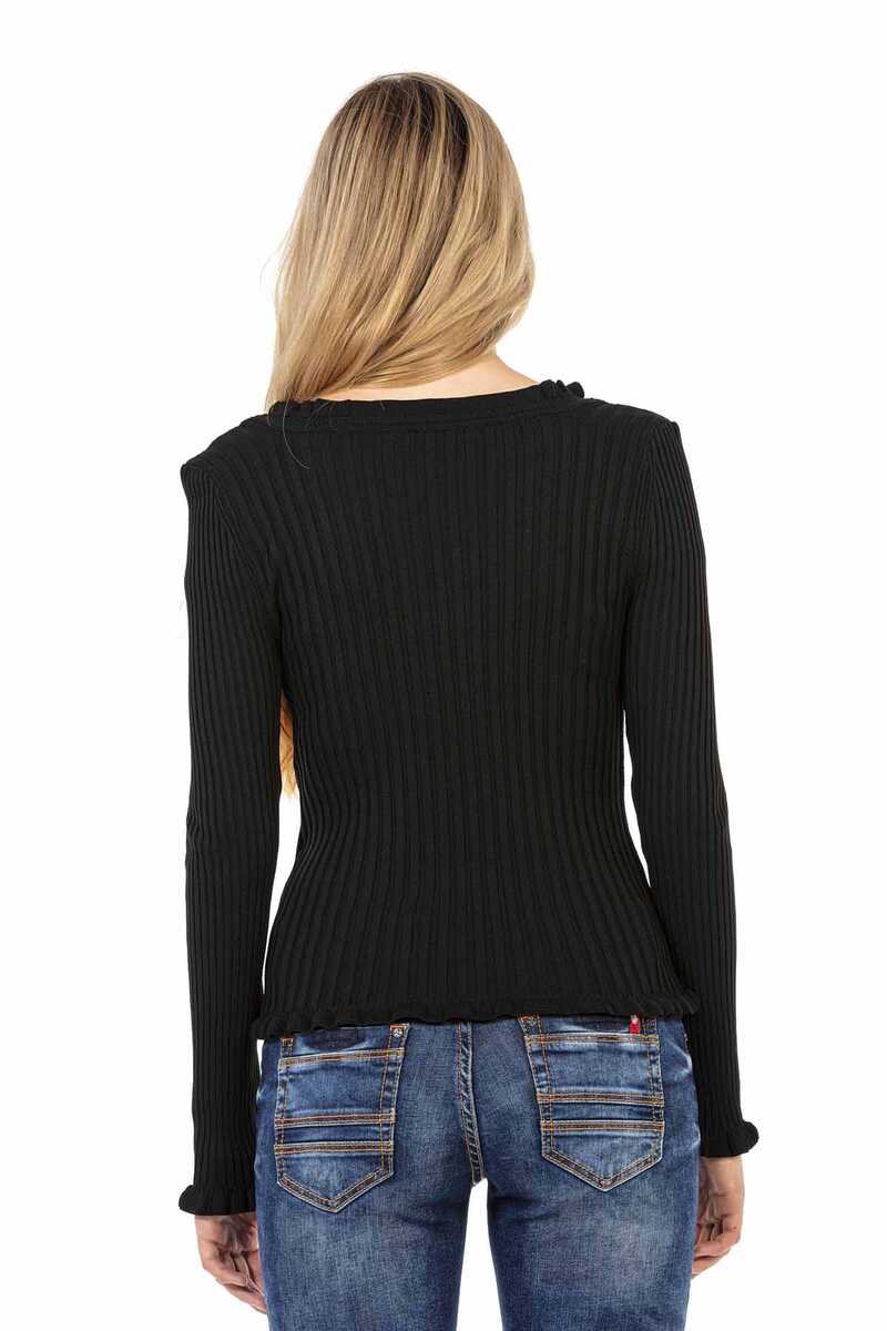 WP206 Women's knitted sweater with wavy round neck