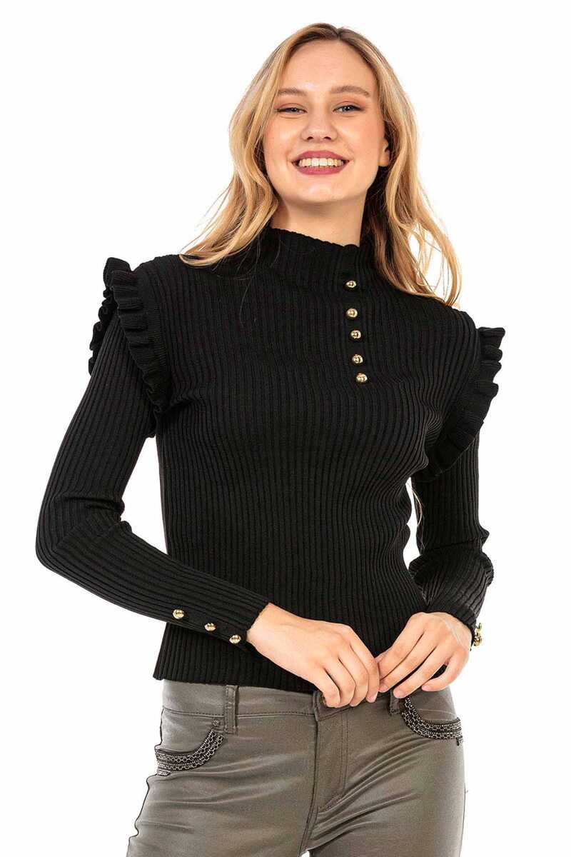 WP209 Women's knitted sweater with trendy decorative buttons