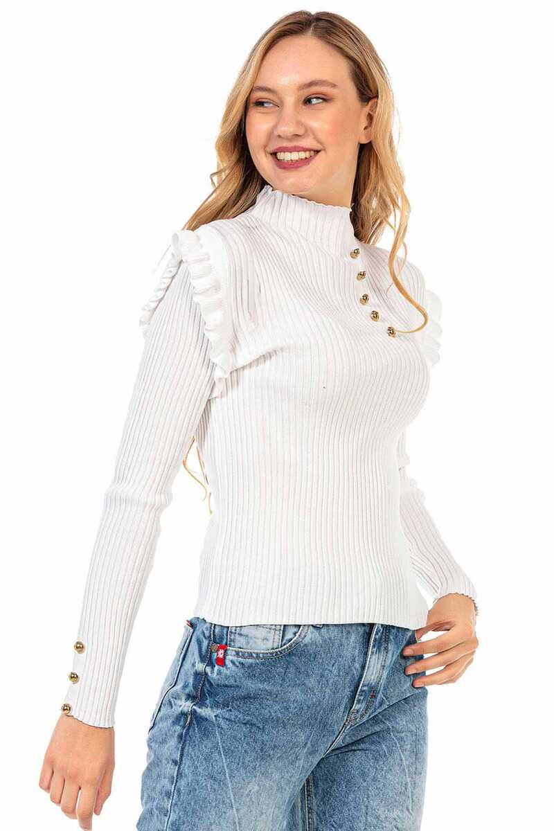WP209 Women's knitted sweater with trendy decorative buttons
