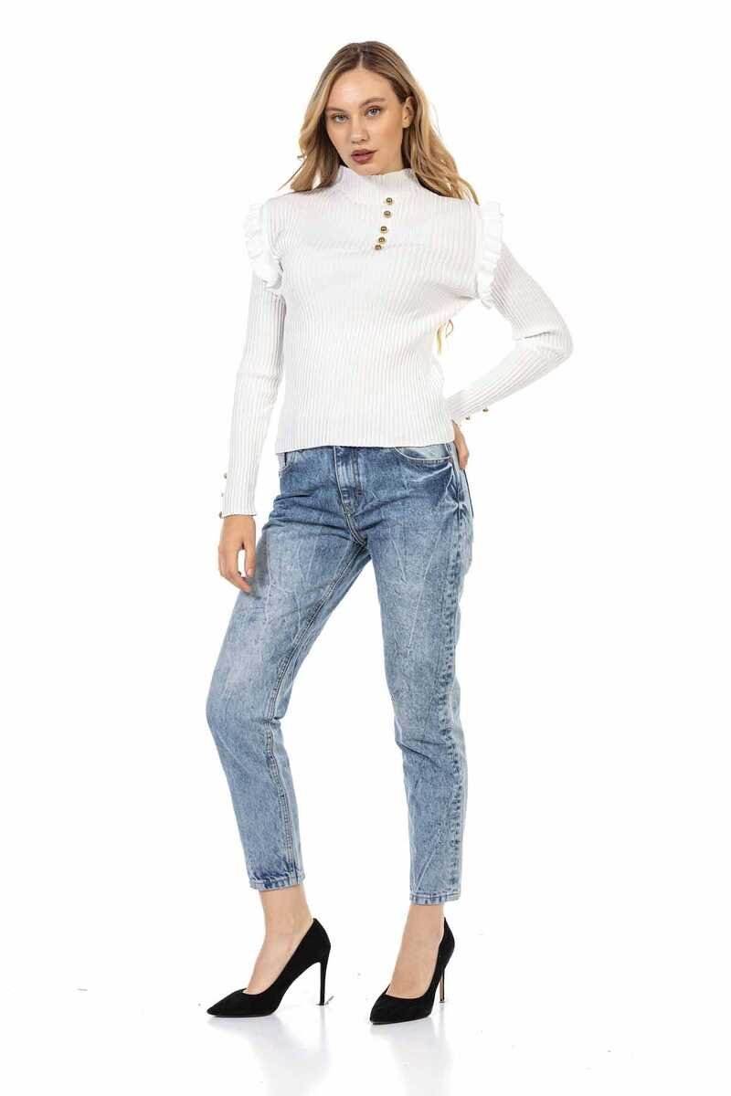 WP209 Women's knitted sweater with trendy decorative buttons