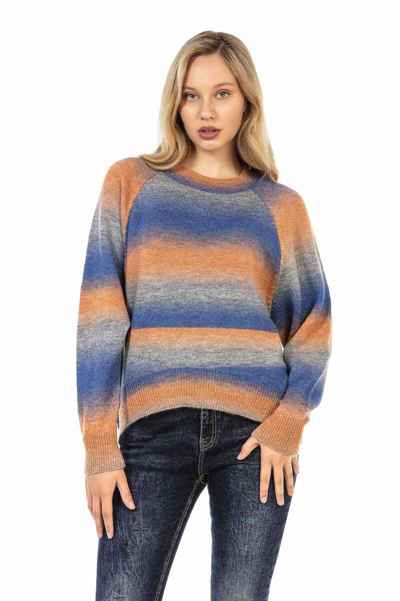 WP211 Women's knitted sweater with colorful gradient