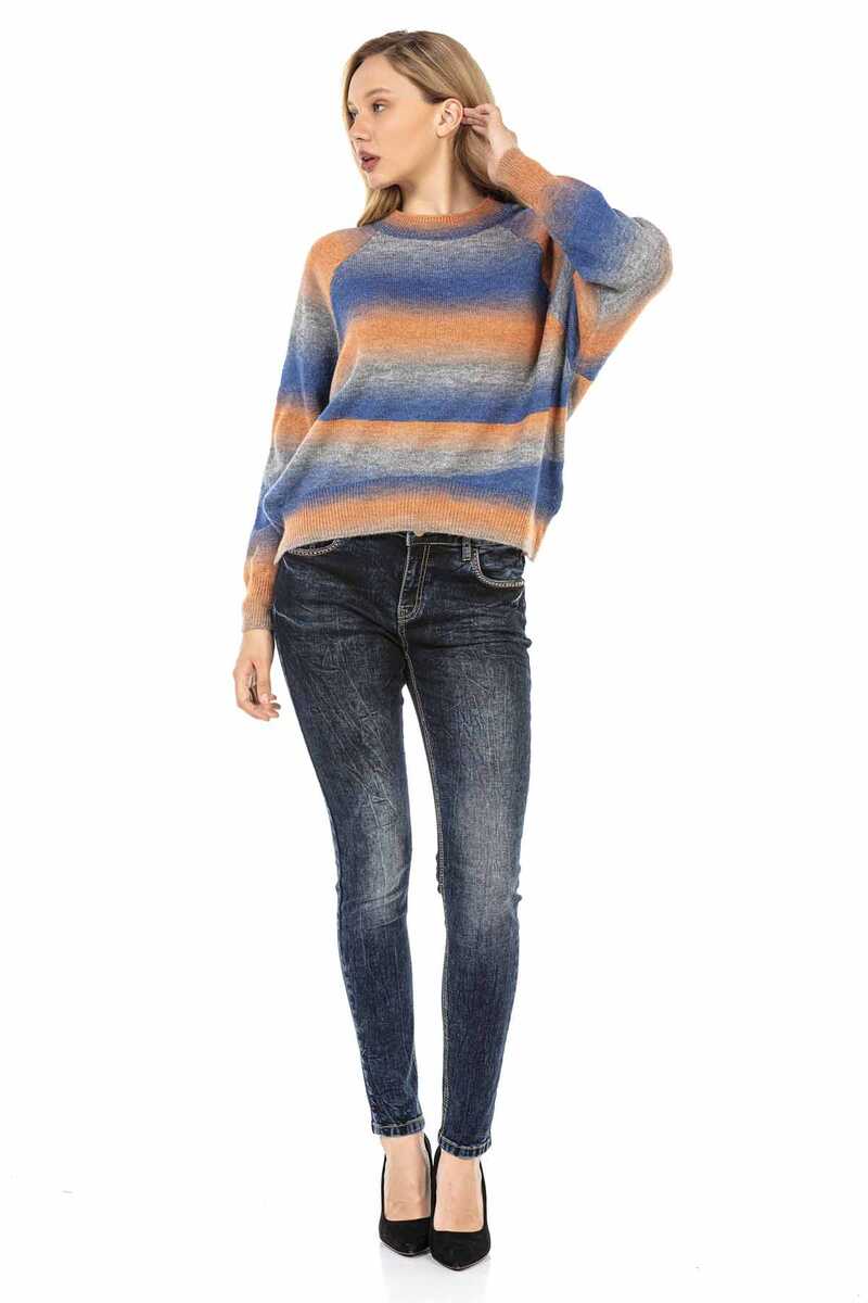 WP211 Women's knitted sweater with colorful gradient