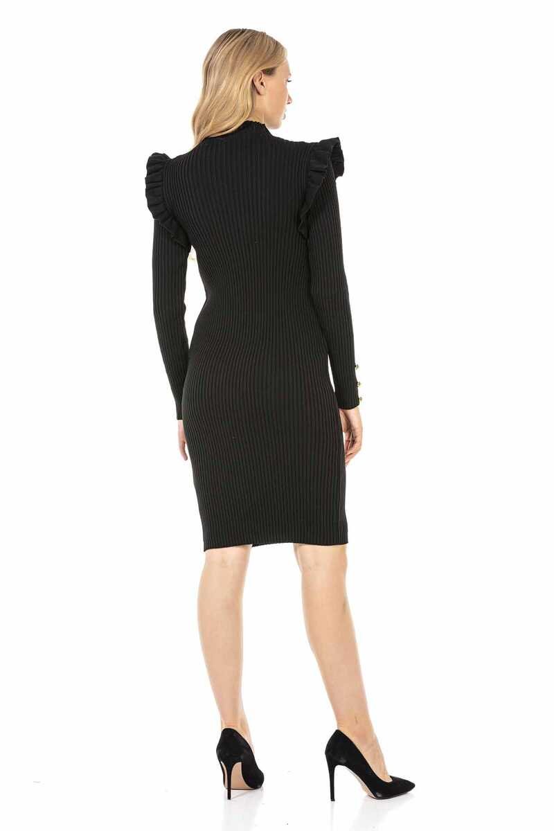 WP224 Women's Jersey Sweater Dress with Trendy Decorative Buttons