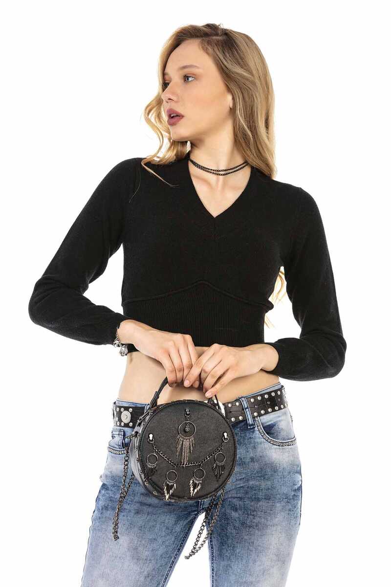 WP233 Women's Sweater, Knit Sweater in a Cropped Cut