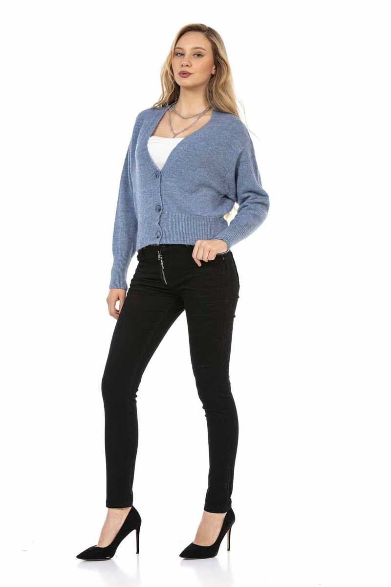 WP235 Women's Sweater Cardigan with Deep V-Neck