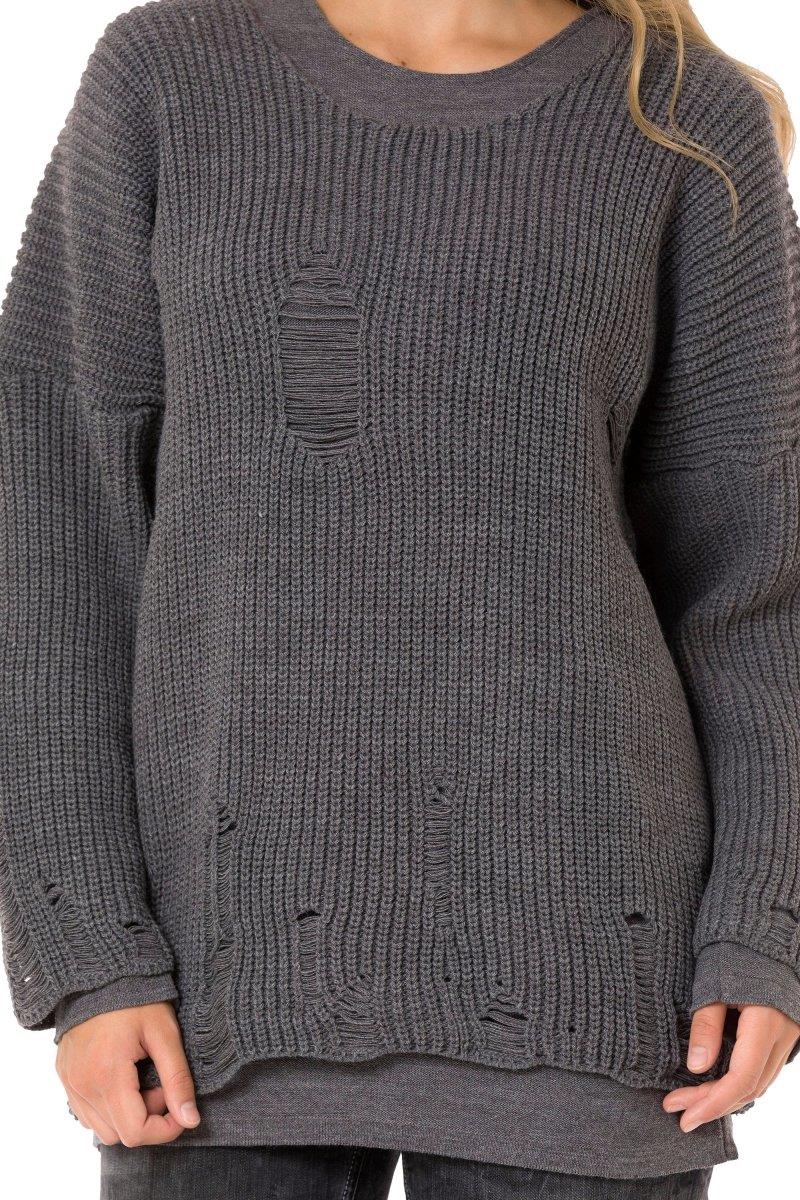 WP240 Women's knitted sweater with contrasting long sleeve