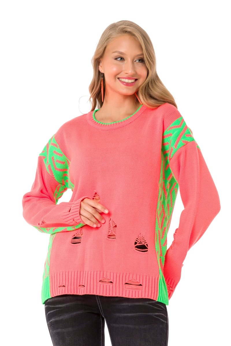 WP241 Women's knitted sweater in trendy used design