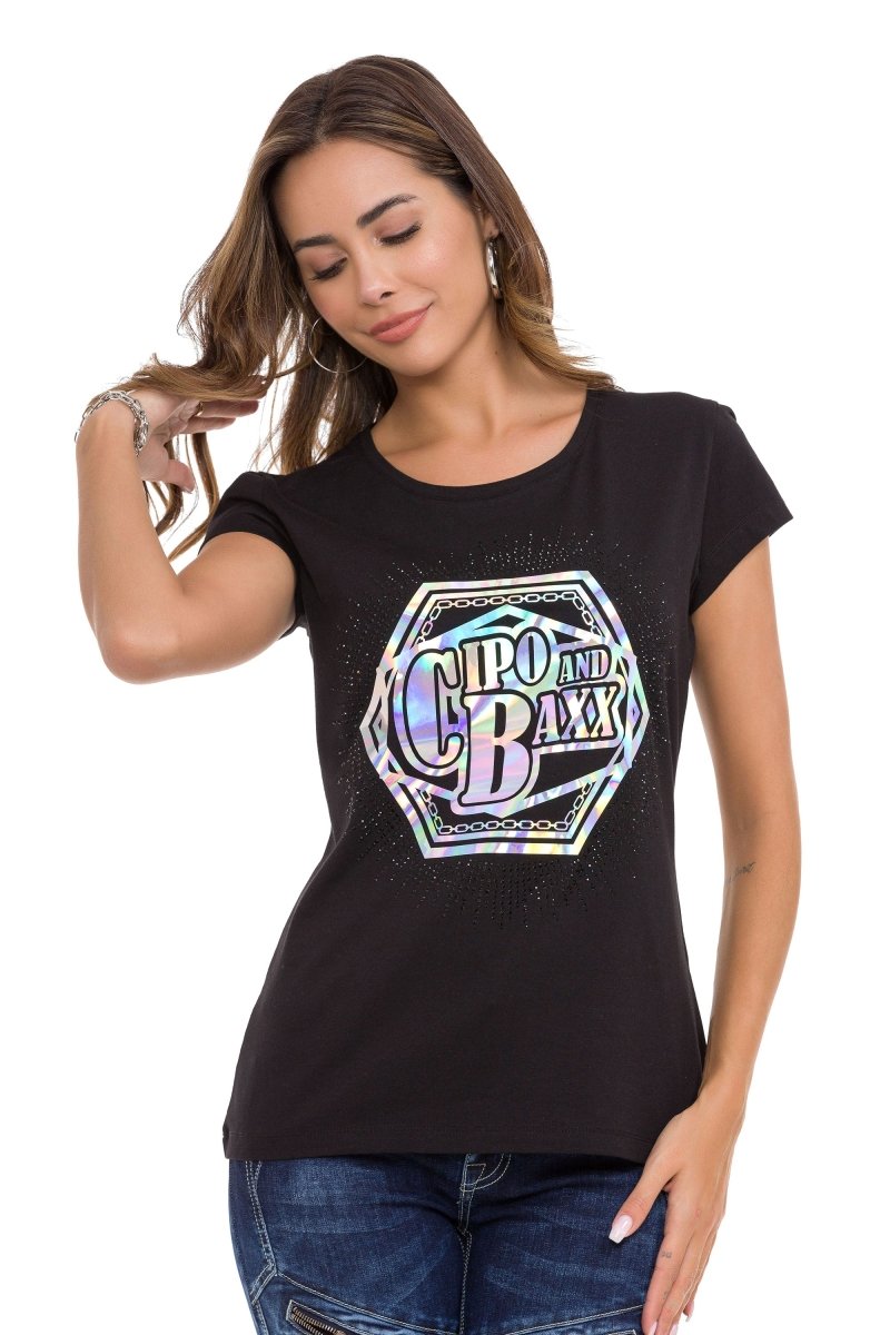 WT342 Women's T-shirt with stone foil print