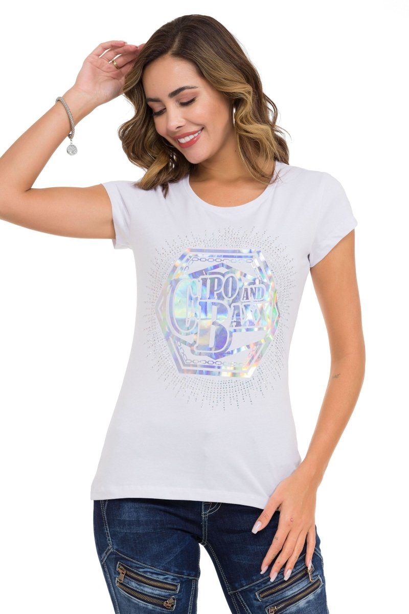 WT342 Women's T-shirt with stone foil print