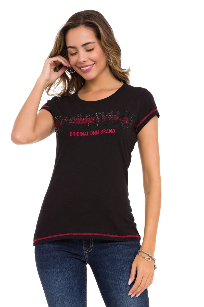 WT348 Women's T-shirt with shiny stone details