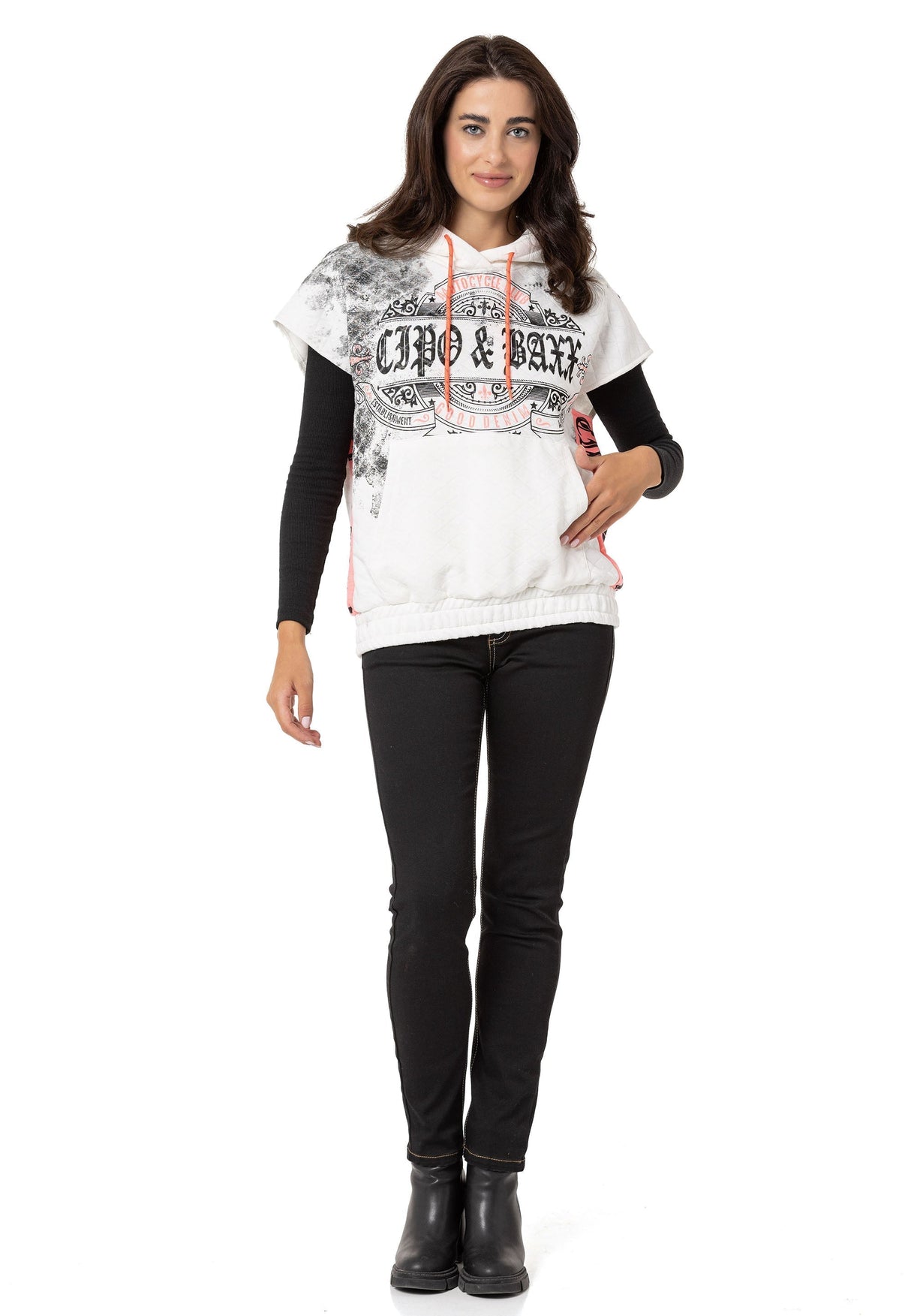 WT374 Women's T-Shirt Zero Sleeve Hooded