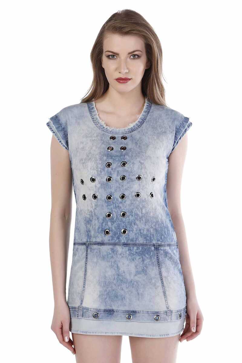 WY108 Women's Jersey Dress with Stylish Eyelets