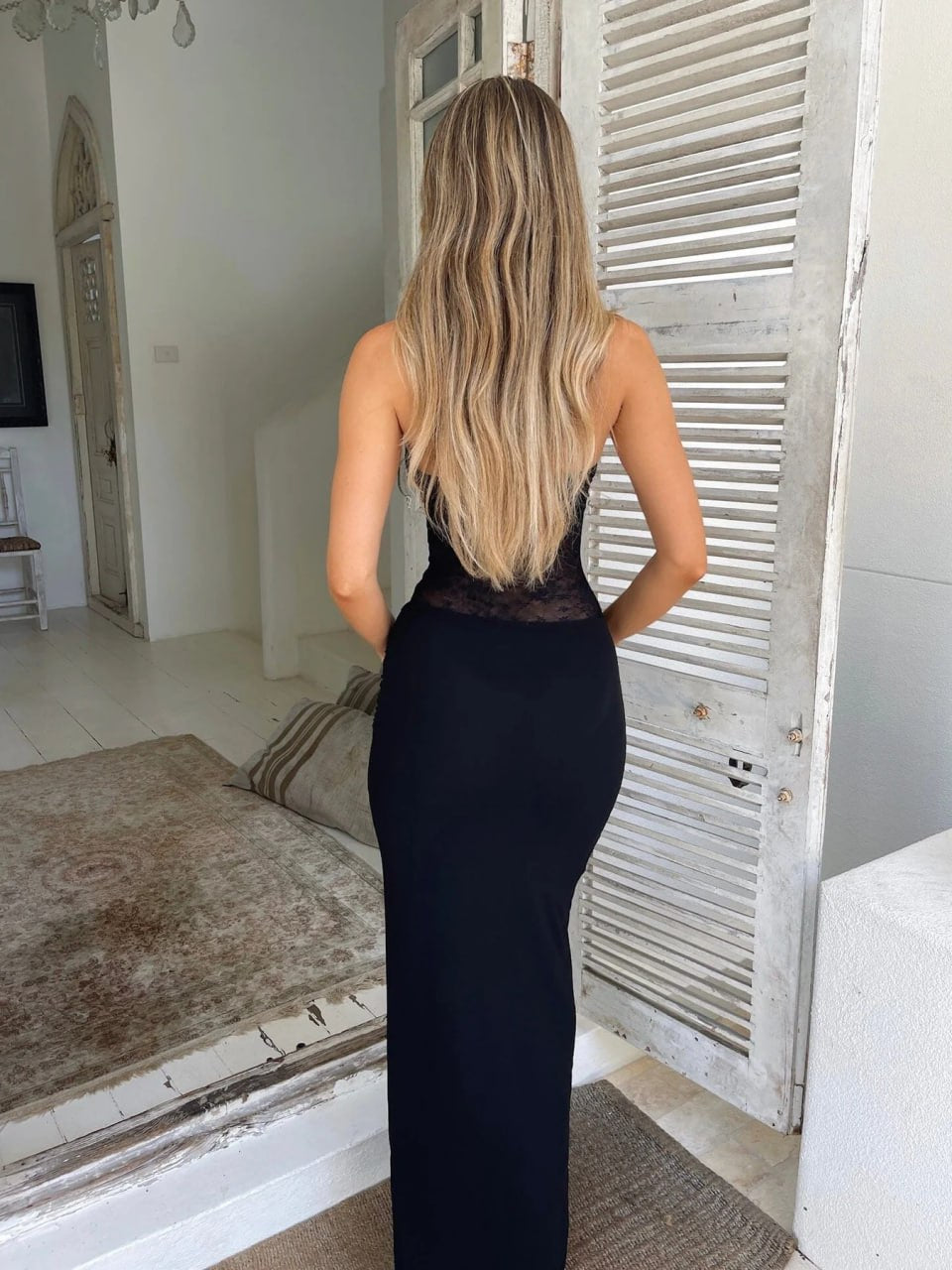 WY169 fitted long summer dress