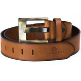 C-2163 Men's Leather Belt Casual Style with Brand Logo