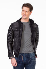 C-1290 Men's Jacket with Hood and Metal Patch on Upper Arm