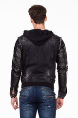 C-1290 Men's Jacket with Hood and Metal Patch on Upper Arm