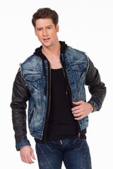 C-1290 Men's Jacket with Hood and Metal Patch on Upper Arm