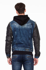 C-1290 Men's Jacket with Hood and Metal Patch on Upper Arm