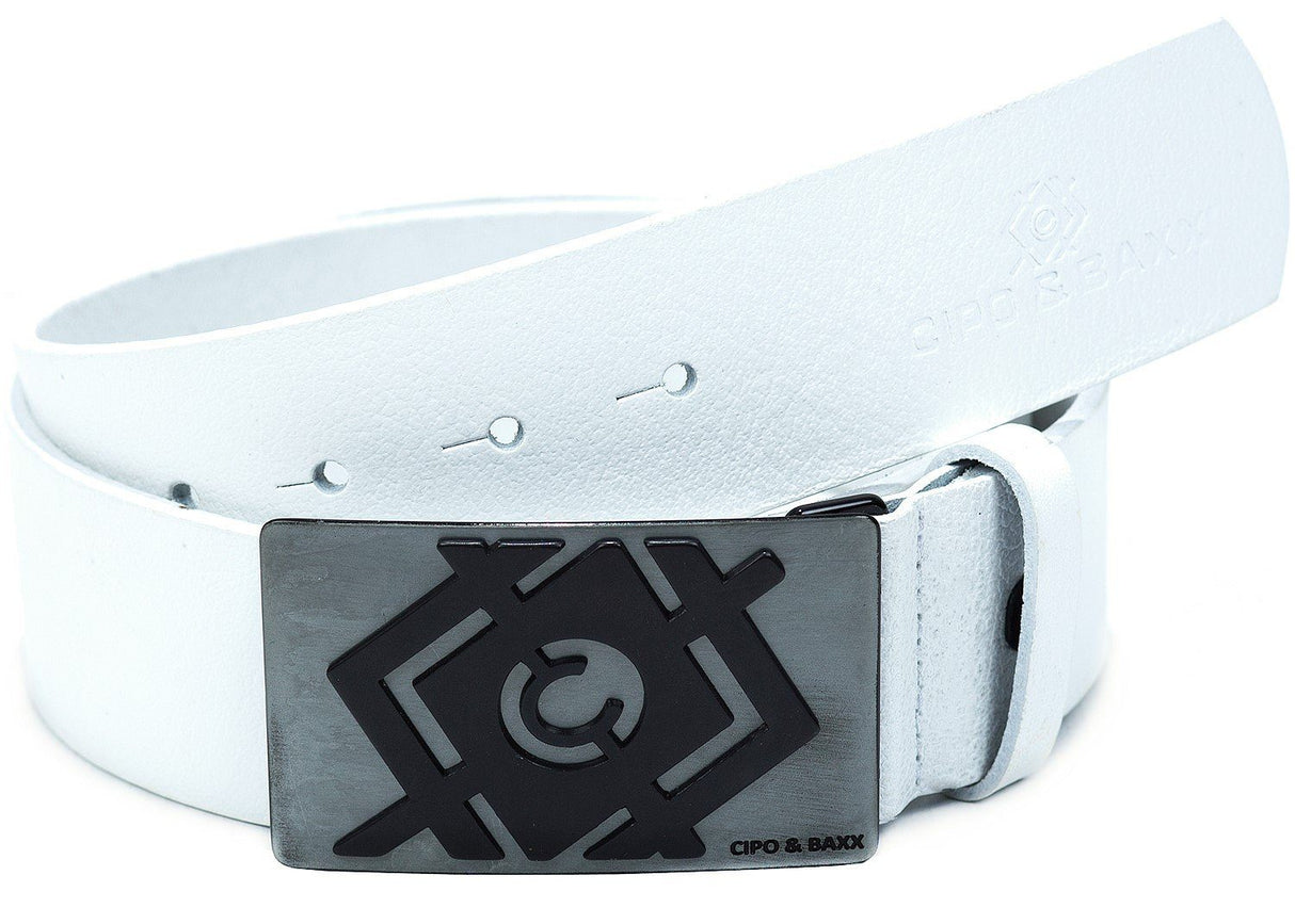 C44856 Men's leather belt in a casual look with designer buckle