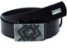 C44856 Men's leather belt in a casual look with designer buckle