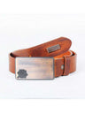C44857 Men's Leather Belt, Elegant Casual Look with Designer Buckle