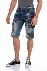 CK234 Men's Capri denim shorts cargo style with zippers