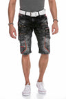 CK224 Men's Capri denim shorts cargo style with zippers