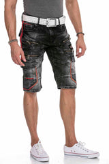 CK224 Men's Capri denim shorts cargo style with zippers