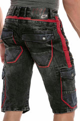 CK224 Men's Capri denim shorts cargo style with zippers