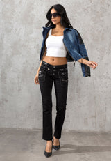 CBW-0313 Women's Jeans Triple Waistband Slim Fit Elastane