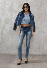 CBW-0639 Women's Jeans with Wide Decorative Seam – Stylish Slim-Fit Jeans