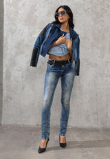 CBW-0639 Women's Jeans with Wide Decorative Seam – Stylish Slim-Fit Jeans