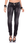 CBW-0655 Black women's jeans with wash and stretch comfort