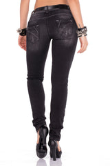 CBW-0655 Black women's jeans with wash and stretch comfort