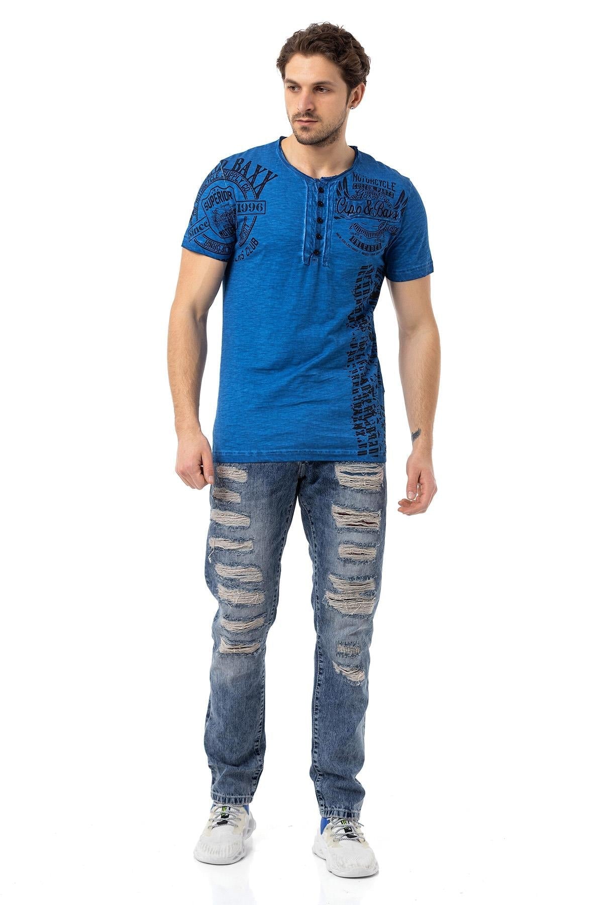 CD131 Men's comfortable jeans with belt