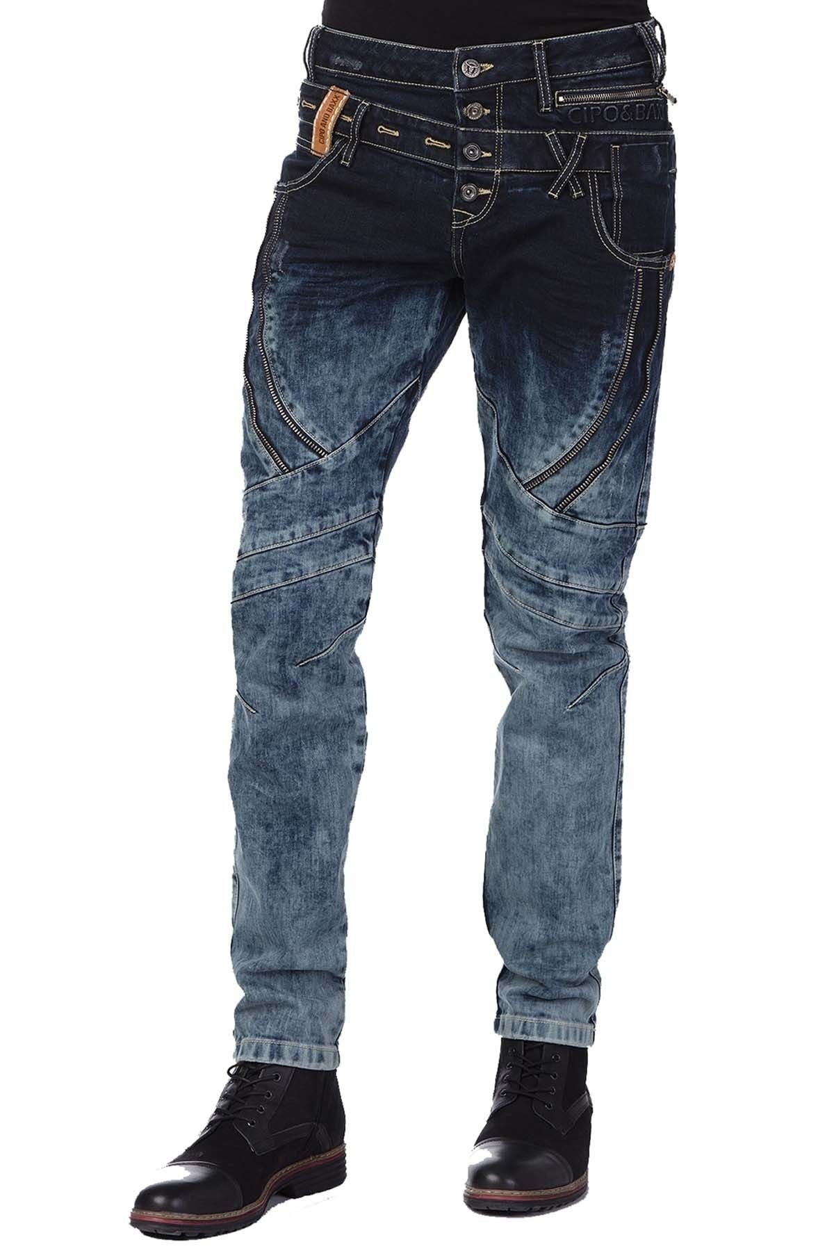 CD244A Men's comfortable jeans with stylish double waistband